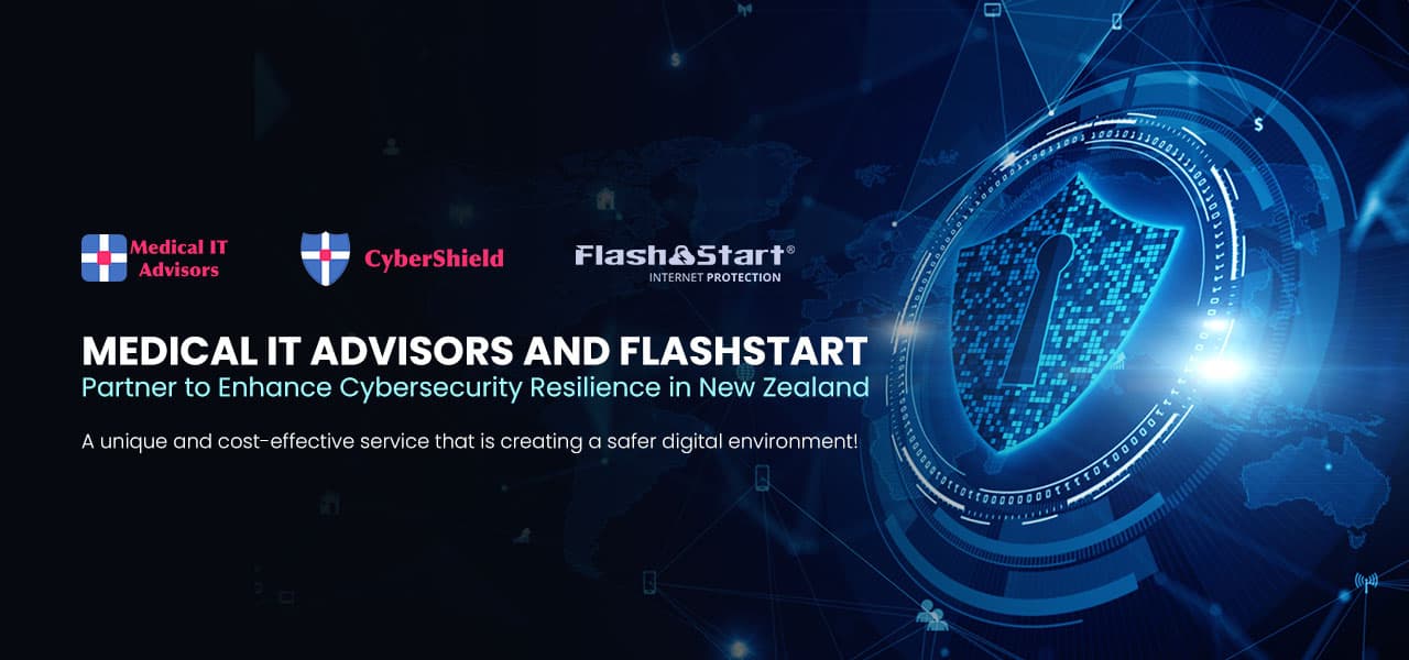 Digital shield emblem over a network background representing a cybersecurity partnership